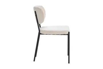 Gemmiano Stol Teddy - Vit matstol/köksstol i Boucle/Teddy med svarta metallben - Vit Teddy / Svarta ben - Products - Möbler - Fåtölj & stolar - Matstol & köksstol