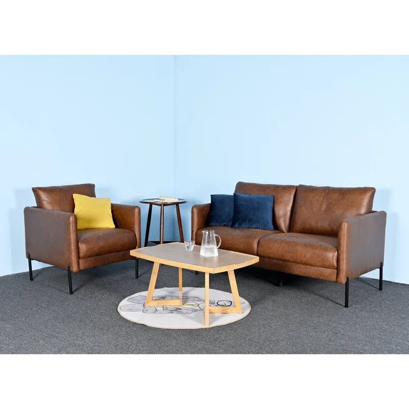 Kingsley fåtölj - Brunt ecoläder, cognac