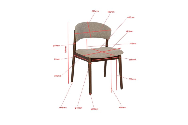 Nala Matstol i trä med tygsits - Valnöt/Greige - Products - Möbler - Fåtölj & stolar - Matstol & köksstol