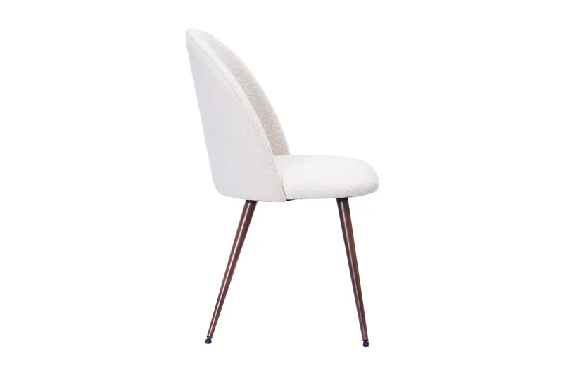 Nibe Plus Matstol - Vit Bouclé / Metallben Valnöt - Products - Möbler - Fåtölj & stolar - Matstol & köksstol