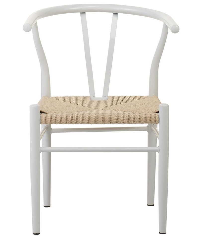 Olle vit stol med armstöd i metall, Vit