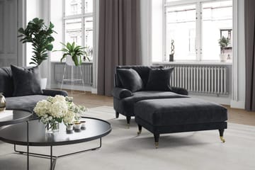 Andrew Fotpall Sammet - Mörkgrå/Krom - Products - Möbler - Fåtölj & stolar - Pall & puff - Fotpallar