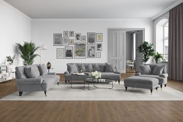 Andrew Fotpall Sammet - Silvergrå/Krom - Products - Möbler - Fåtölj & stolar - Pall & puff - Fotpallar
