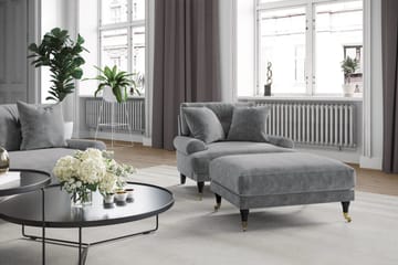 Andrew Fotpall Sammet - Silvergrå/Krom - Products - Möbler - Fåtölj & stolar - Pall & puff - Fotpallar