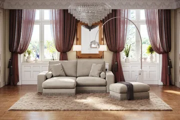Arken Lyx Rektangulär Fotpall i Sammet - Beige - Products - Möbler - Fåtölj & stolar - Pall & puff - Fotpallar