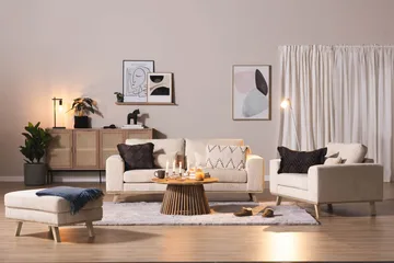 Copenhagen Fotpall Manchester - Beige - Products - Möbler - Fåtölj & stolar - Pall & puff - Fotpallar