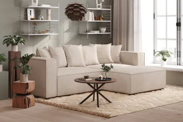 Cubo 1-sits  Rektangulär Fotpallsmodul i Manchester 120 cm bred - Beige - Products - Möbler - Fåtölj & stolar - Pall & puff - Fotpallar