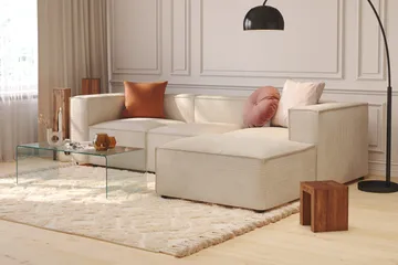 Cubo 1-sits  Rektangulär Fotpallsmodul i Manchester 80 cm bred - Beige - Products - Möbler - Fåtölj & stolar - Pall & puff - Fotpallar
