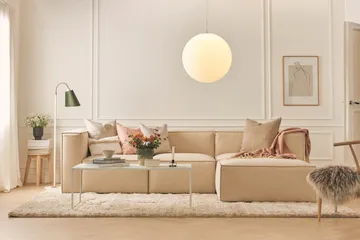 Cubo 1-sits  Rektangulär Fotpallsmodul i Tyg 120 cm bred - Beige - Products - Möbler - Fåtölj & stolar - Pall & puff - Fotpallar