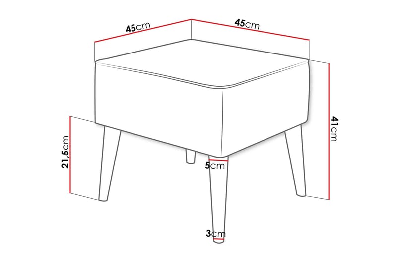 Gabi Fotpall 45 cm - Grå - Products - Möbler - Fåtölj & stolar - Pall & puff - Fotpallar