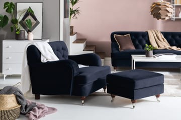 Howard Riviera Fotpall Sammet - Midnattsblå - Products - Möbler - Fåtölj & stolar - Pall & puff - Fotpallar
