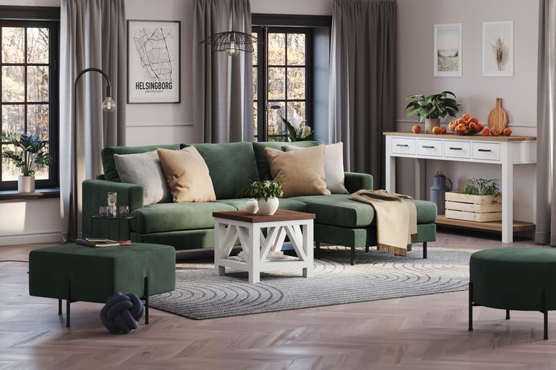 Menard Compact Sittpuff 60 cm Kvadratisk - Grön - Products - Möbler - Fåtölj & stolar - Pall & puff - Sittpuff
