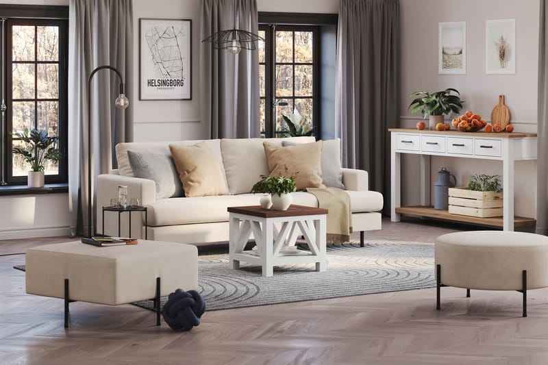 Menard Compact Sittpuff 70 cm Kvadratisk - Beige - Products - Möbler - Fåtölj & stolar - Pall & puff - Sittpuff