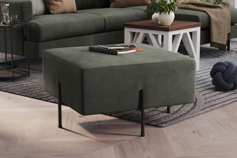 Menard Compact Sittpuff 70 cm Kvadratisk - Mörkgrön - Products - Möbler - Fåtölj & stolar - Pall & puff - Sittpuff