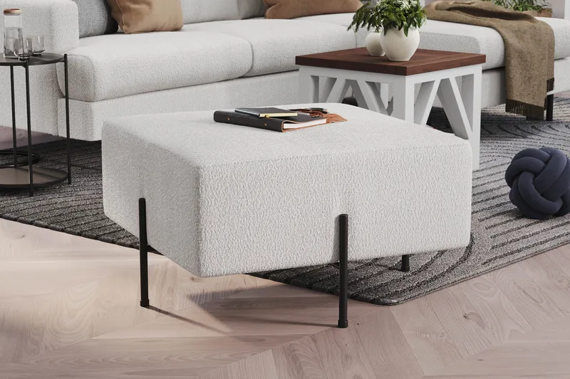 Menard Compact Sittpuff 70 cm Kvadratisk - Vit - Products - Möbler - Fåtölj & stolar - Pall & puff - Sittpuff