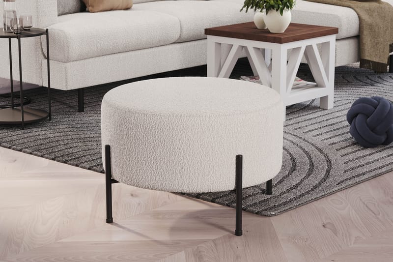 Menard Compact Sittpuff Rund 60 cm - Vit - Products - Möbler - Fåtölj & stolar - Pall & puff - Sittpuff