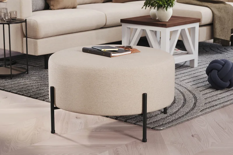 Menard Compact Sittpuff Rund 70 cm - Beige - Products - Möbler - Fåtölj & stolar - Pall & puff - Sittpuff