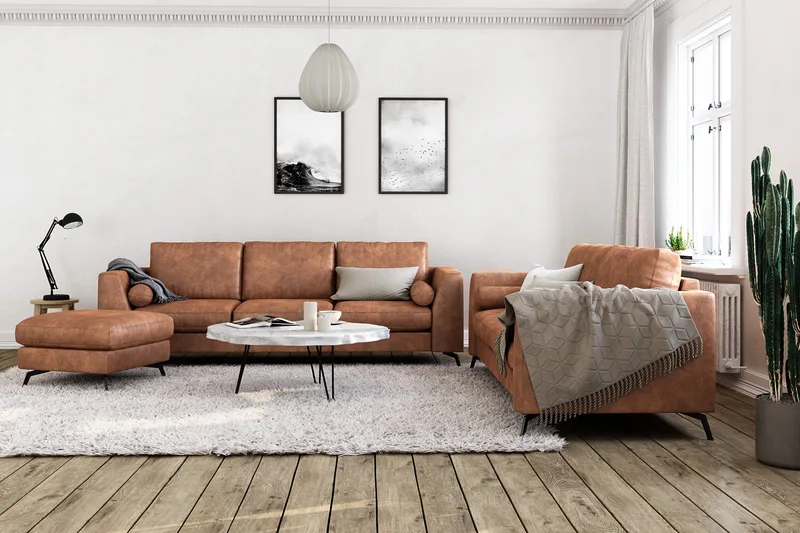Ocean Lyx Fotpall - Brun/Läder - Products - Möbler - Fåtölj & stolar - Pall & puff - Fotpallar
