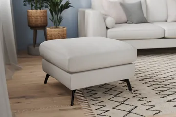 Ocean Lyx Fotpall - Linnebeige , Svarta Ben - Products - Möbler - Fåtölj & stolar - Pall & puff - Fotpallar