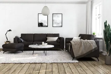 Ocean Lyx Fotpall - Mörkgrå/Sammet - Products - Möbler - Fåtölj & stolar - Pall & puff - Fotpallar