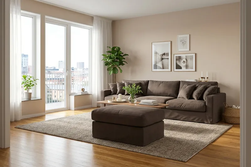 Valencia Fotpall med avtagbar och tvättbar klädsel - Mörkbrun - Products - Möbler - Fåtölj & stolar - Pall & puff - Fotpallar