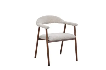 Ronja Matstol i metall med tygsits, Beige/Valnöt