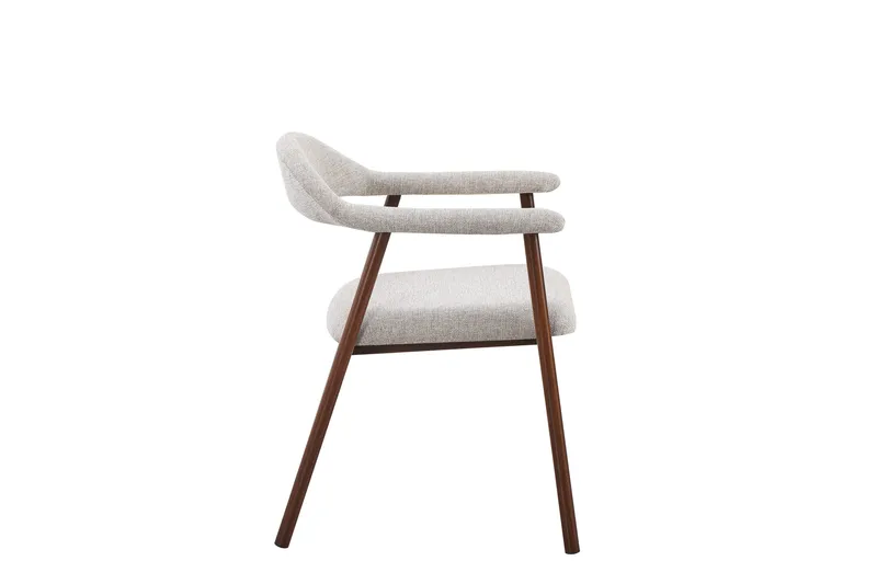 Ronja Matstol i metall med tygsits - Beige/Valnöt - Products - Möbler - Fåtölj & stolar - Matstol & köksstol