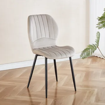 Santos matstol - Beige velvet - Beige - Products - Möbler - Fåtölj & stolar - Matstol & köksstol