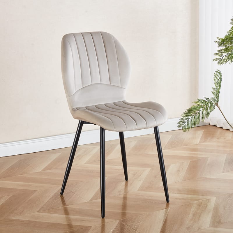 Santos matstol - Beige velvet - Beige - Products - Möbler - Fåtölj & stolar - Matstol & köksstol