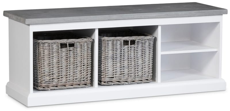 Hugo vit sittbänk med cement - Vit med cement - Products - Möbler - Fåtölj & stolar - Sittbänk