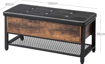 Tomas hallbänk 100 cm - Brun/svart - Brun/svart - Products - Möbler - Fåtölj & stolar - Sittbänk