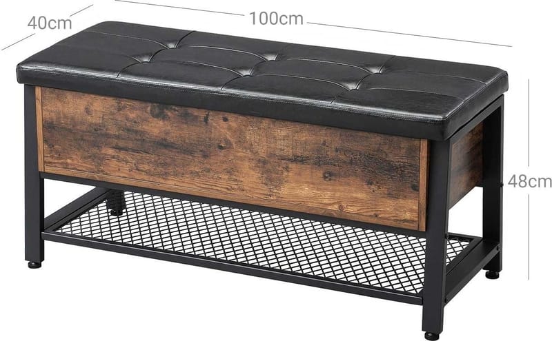 Tomas hallbänk 100 cm - Brun/svart - Brun/svart - Products - Möbler - Fåtölj & stolar - Sittbänk