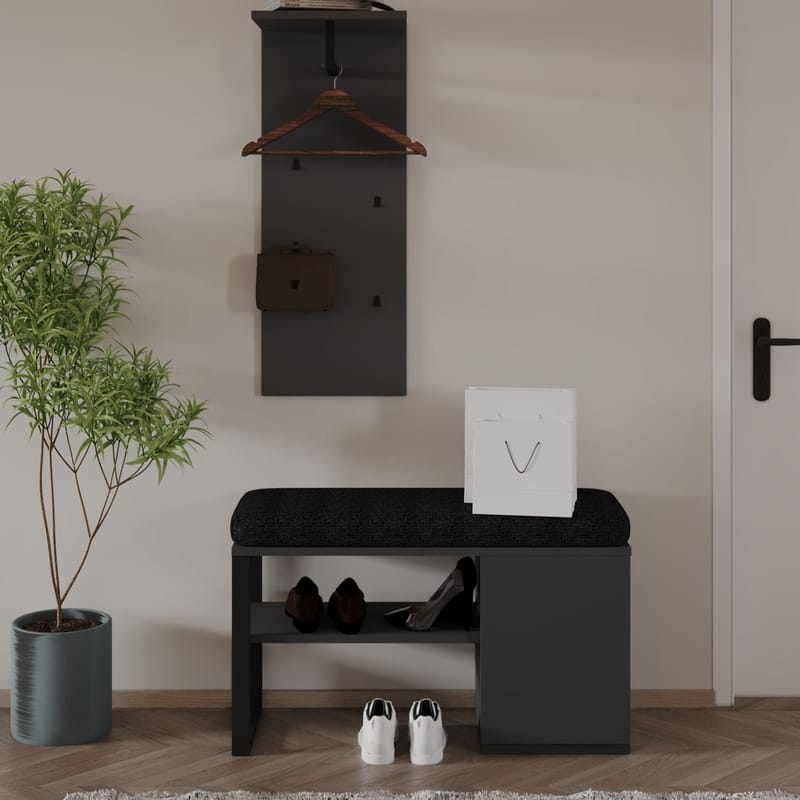 Uniqo Hallställsset 35x90x35 cm - Antracit - Products - Möbler - Fåtölj & stolar - Sittbänk