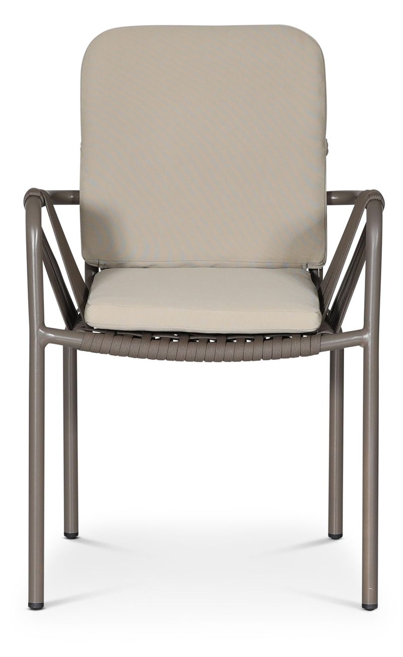 Stapelbar utestol grå med beige dyna, grå och beige