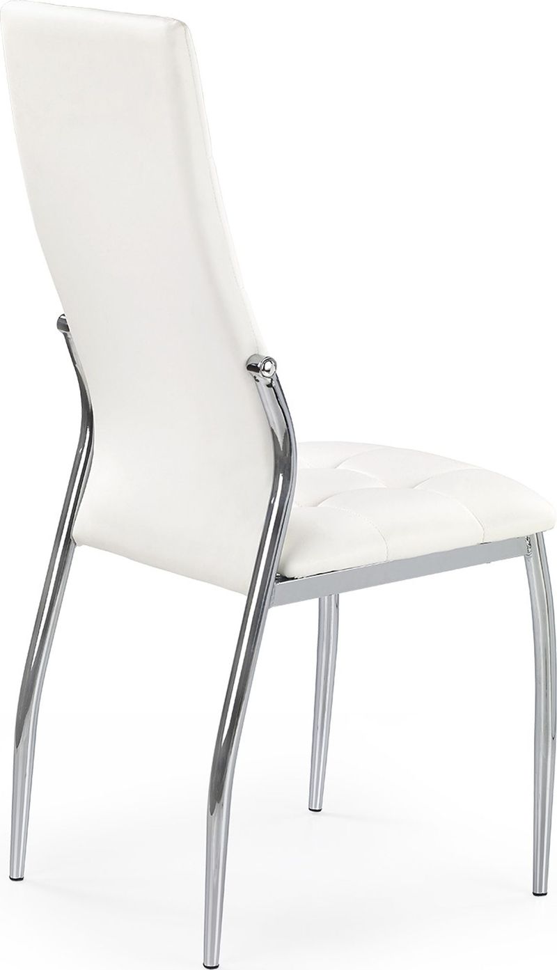 Stol i vit PU med kromade ben, vit/krom