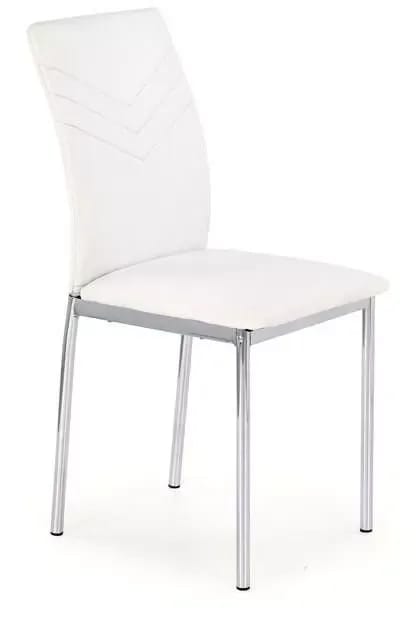 Stol i vitt konstläder med kromade ben, vit/krom