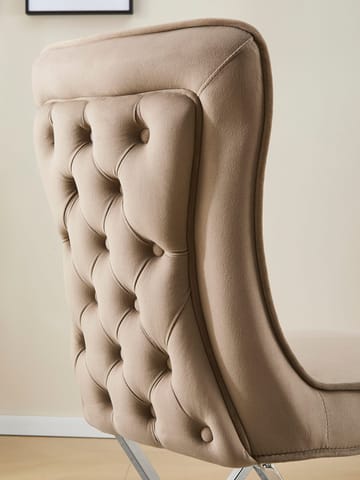Stol med kromade ben - beige sammet - Luxury - Beige sammet med kromat underrede - Products - Möbler - Fåtölj & stolar - Matstol & köksstol