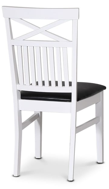 Stol med kryss i rygg och svart sits - Vitlack och sits i svart PU - Products - Möbler - Fåtölj & stolar - Matstol & köksstol