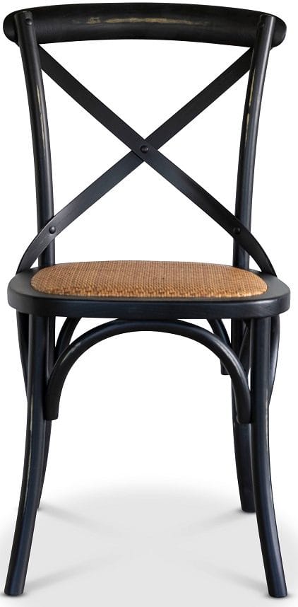 Stol svart med rottingsits - Gaston, Svart vintage