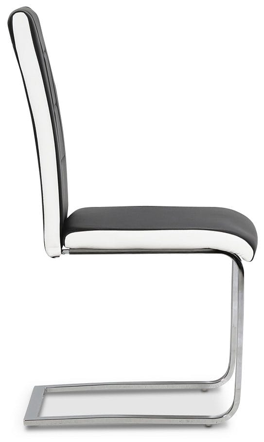 Stol svart pu kromade ben - Denver, Svart/Vit