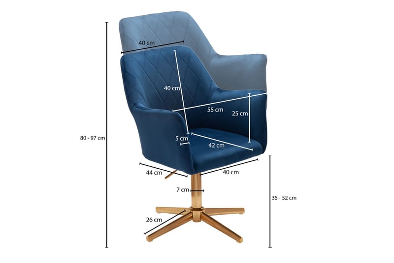 Willowdale Kontorsstol med Armstöd - Mörkblå/Guld - Products - Möbler - Fåtölj & stolar - Kontorsstol & skrivbordsstol