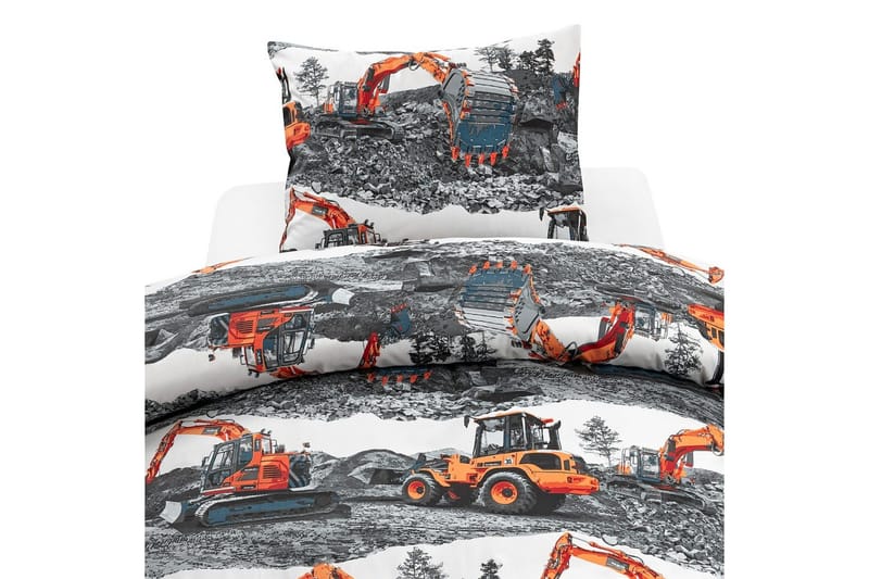 Påslakanset Enkelsäng 2-Dels Maskiner Orange, Franzén