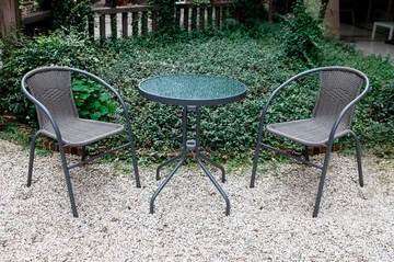 Runt Bistrobord Cafébord 60 cm Glas - Grå - Products - Utemöbler & utemiljö - Balkong & altan - Balkongmöbler - Balkongbord