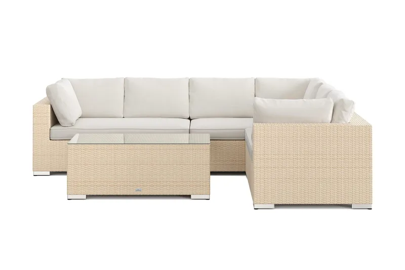 Bahamas L-formad utesoffa höger, 6-sits med bord - Beige - Products - Utemöbler & utemiljö - Loungemöbler - Loungeset & loungegrupp