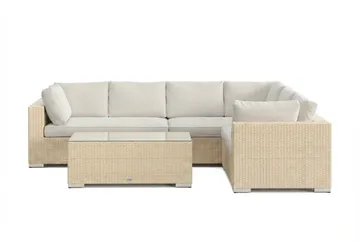 Bahamas L-formad utesoffa höger, 6-sits med bord - Beige - Products - Utemöbler & utemiljö - Loungemöbler - Loungeset & loungegrupp
