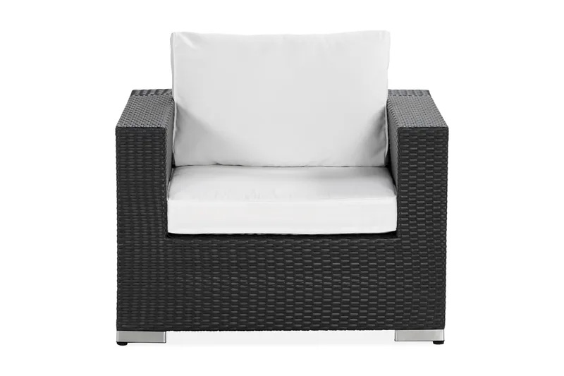 Bahamas Loungefåtölj utomhus i konstrotting för Uteplats och Trädgård - Svart / Vita dynor - Products - Utemöbler & utemiljö - Loungemöbler - Loungestol utomhus