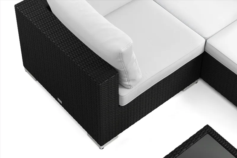 Bahamas U-formad utomhus loungegrupp 7-sits med vändbar divan och bord med hylla - Svart - Products - Utemöbler & utemiljö - Loungemöbler - Loungeset & loungegrupp