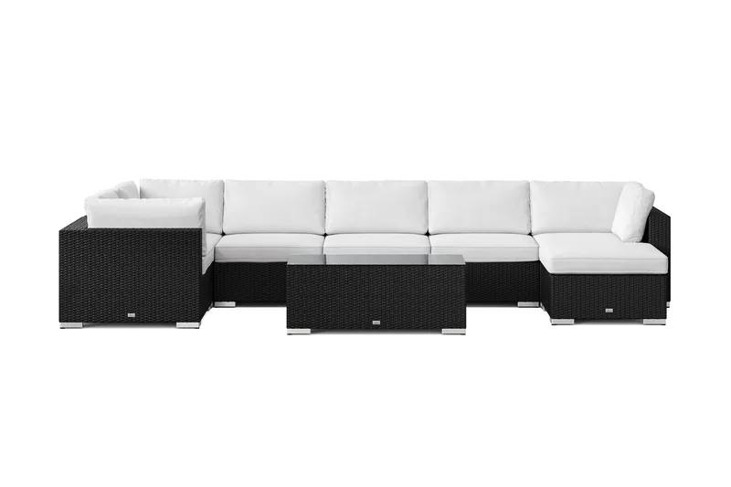Bahamas U-formad utomhus loungegrupp 7-sits med vändbar divan och bord - Svart - Products - Utemöbler & utemiljö - Loungemöbler - Loungeset & loungegrupp