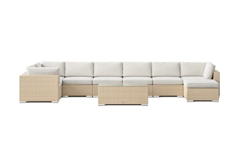Bahamas U-formad utomhus loungegrupp 8-sits med vändbar divan och bord - Beige - Products - Utemöbler & utemiljö - Loungemöbler - Loungeset & loungegrupp