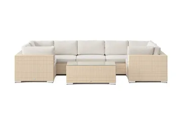 Bahamas U-formad utomhus loungegrupp med stängt avslut, 7-sits med bord - Beige - Products - Utemöbler & utemiljö - Loungemöbler - Loungeset & loungegrupp